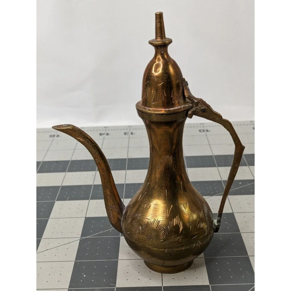 Brass Tea‎ Pot Etched 5.75 Inch